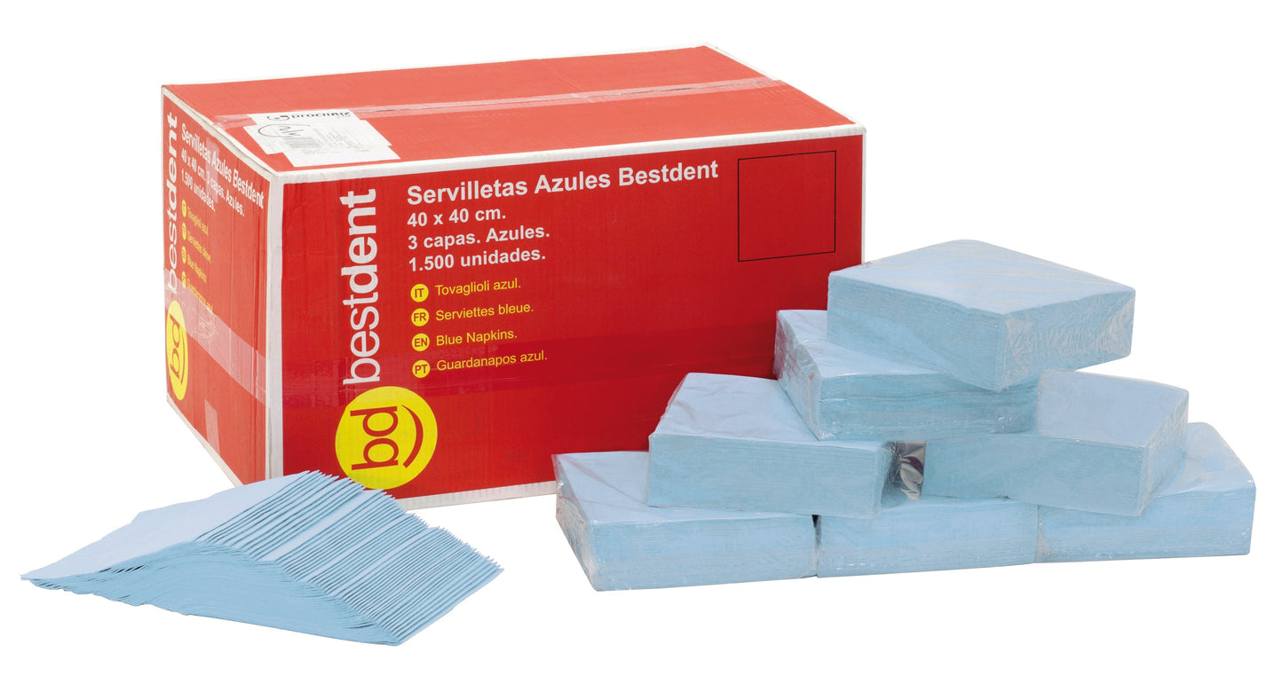 Guardanapos 30x30cm Azul Tripla Capa - Bestdent